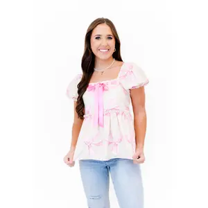 Lucy Lush Peplum Bow Blouse