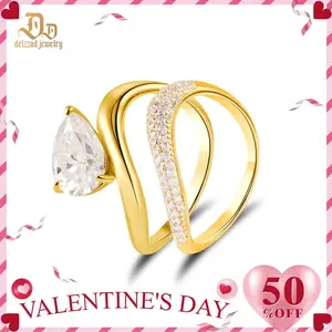 Delzzad Stacking Bling Pear Wave Ring Synthetic Moissanite S925 Eternity Stacking Set Engagement Wedding Ring Band Set Jewelry Perfect Birthday Engagement Wedding Anniversary Christmas Gift