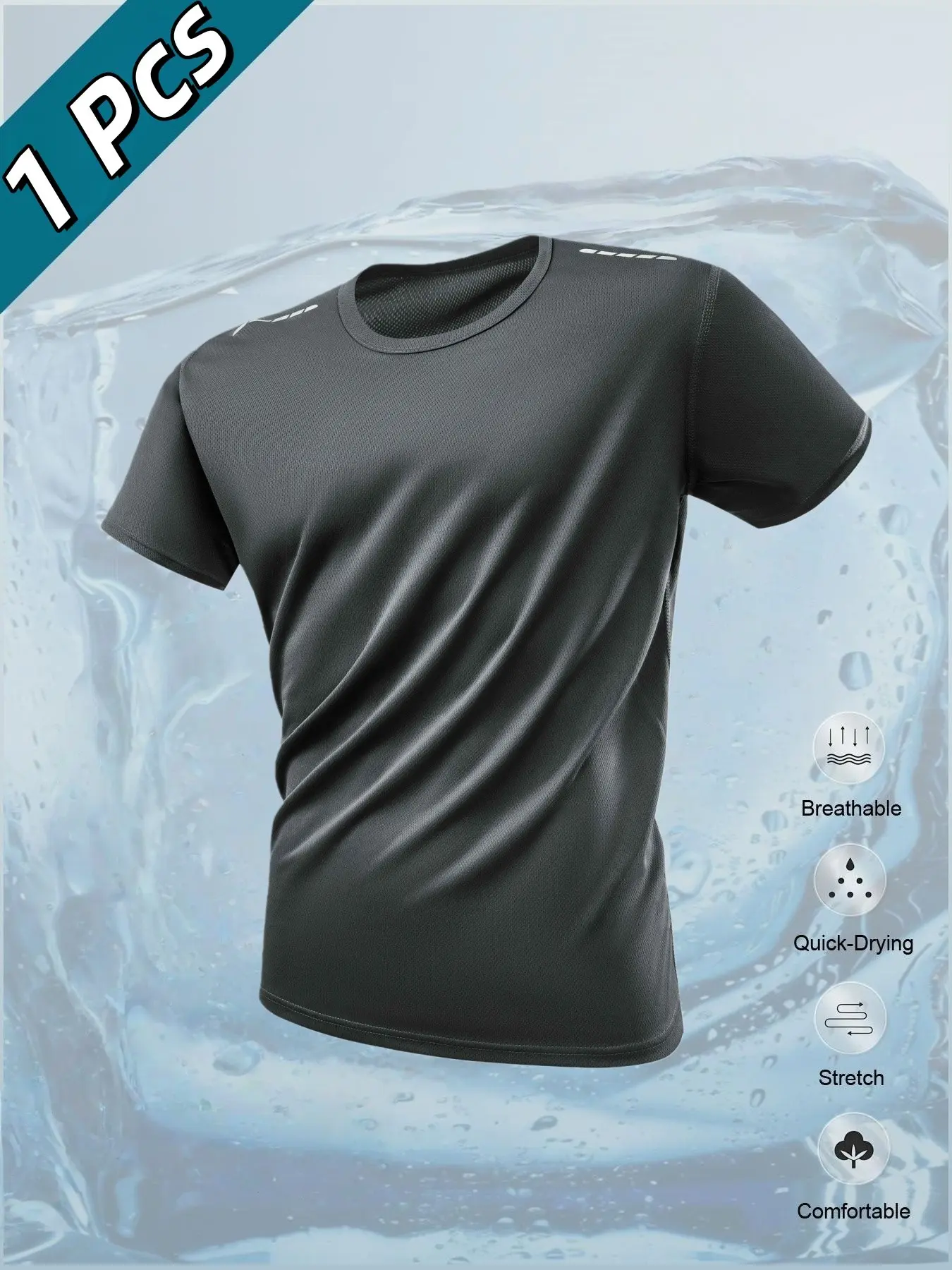 Men's Sporty Quick-Dry Mesh Breathable Elastic Short Sleeve T-Shirt, Running Fitness Basketball Outdoor Commute Casual Top, Multiple Colors Available