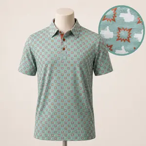[Ship From US] Men’s Funny Golf Polo Shirt – Hand Gesture Print Performance Polo, Moisture Wicking Short Sleeve Polo for Men