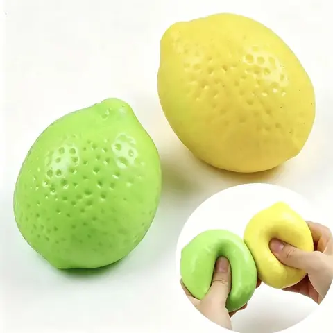 Chiboki Soft Silicone Fruit-Shaped Stress Relief Squishy - Heat-Activated Green-to-Yellow Color-Changing Lemon, Crunchy ASMR Fidget Toy, Unisex Palm-Size Lightweight Desk Trinkets, Viral Gift for Enthusiasts