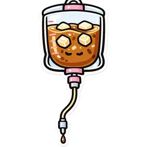 IV Drip Iced Coffee Lover Sticker High Opacity Durable Vinyl Bubble-Free Application 95µ Density Perfect for Regular Use
