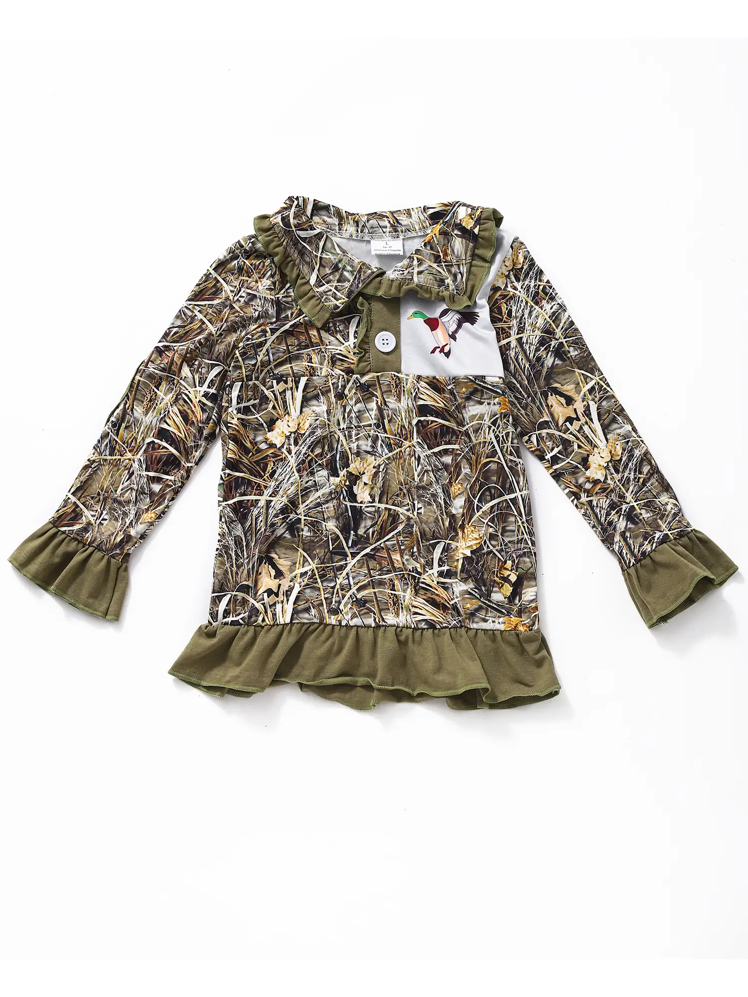 Camouflage Duck Print Pullover Girls Coat
