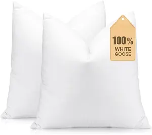 Set of 2 Down and  Throw Pillow Inserts 18x18 Soft Fluffy Pillow Inserts with  Down-Proof Cotton Cover, Decorative Square Cushion Inner for Sofa Couch Bed-White
