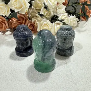 Ig Crystal Natural Crystal Buddha Headdress Sculpture, Handmade Sculpture, Buddhist Religious Statue, Sculpture Sculpture Series, Suitable For User's Home Decoration Official Room Decoration