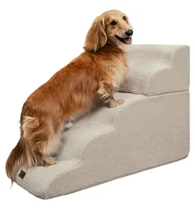 Made4Pets Dog Stairs and Ramp for Bed 3-5 Step Non-Slip for Small Dogs Up to 35lbs Design for Dogs and Cats Indoorfun Home Safe Climbing Boost Physical Activity