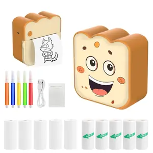 Mini Printer, 1 Box Cute Design Thermal Printer with 5 Rolls Thermal Printing Paper & 5 Rolls Self-Adhesive Printing Paper, Portable Wireless Photo Printer