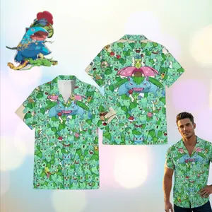 NEW 2026 Viral Venusaurcute Cartoon Hawaiian Shirt  Fun Print Tee, Bulbasaurcute Summer Travel Outfit, Cute Summer Vibes, Beach Ready Outfit, Unisex Vacation Style, anime aloha shirt #bulbasaur #venusaur #aloha #hawaiianshirt #Fuecoco