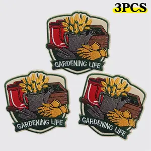 3PCS Gardening-Life Embroidery Iron-On Patch (3 in) - DIY Needlework Accessory for Trucker Hats, Knitting Projects, Handmade Toys