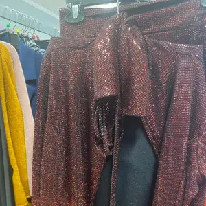 3pc wine sequin pantsuit