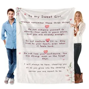 To My Sweet Girl Three Heartfelt Reminders Flannel Blanket – Soft Cozy Gift Throw with Encouraging Life Lessons & Delicate Floral Design, Perfect for Gifting to Daughters, Snuggling Warmly, or Adding Loving Supportive Charm to Any Space