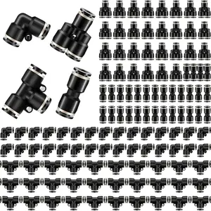 Air line pneumatic accessory kit, including 15 splitters, 15 elbows, 15 tees, and 15 straight pipes, used to connect pipes and different pneumatic components Industrial Hardware