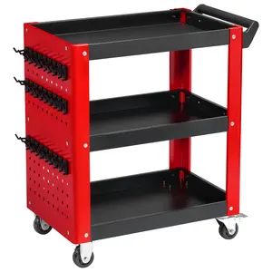 3 Tier Rolling Tool Cart on Wheels, Heavy Duty Utility Tool Cart with Pegboard,Tool Cart for Mechanics, Garage, Warehouse, Workshop