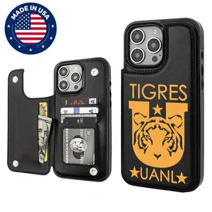 UANL Tigres Leather Ligamx Aesthetic Design Pattern Casing For iphone 16 15 14 13 12 Plus Pro Max Flaunt Mobile Phone Case TPU Pu Leather Card Holder Drop Protection Shockproof Protector Vintage unique Fashion Trend Anti-scratch Styli