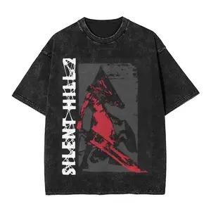 Red Pyramid Thing Silent Hill Tee Shirt Vintage Washed Pyramid Head T Shirts Clothes Men Unisex Clothing Pure Cotton Tshirt         RQ9 I4F
