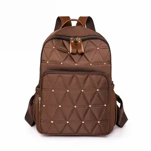 Women's Oxford Fabric Quilted Backpack Suitable for Work Travel  Adjustable Strap