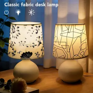 Vintage Style Fabric LED Table Lamp with Metal Base, Adjustable Brightness, USB Line, Soft Warm Light, Modern Mood Lighting for Bedroom Office Desk Bedside