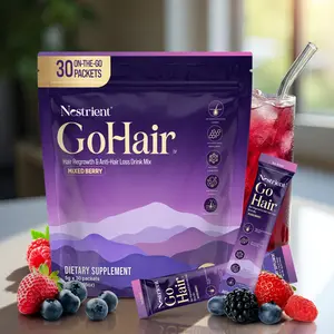 Nestrient GoHair Hair Growth Supplement Drink Mix - Supports Thicker Hair & Reduces Hair Fall - 30 Packets - Vitamins for Scalp Health & Hair Strength