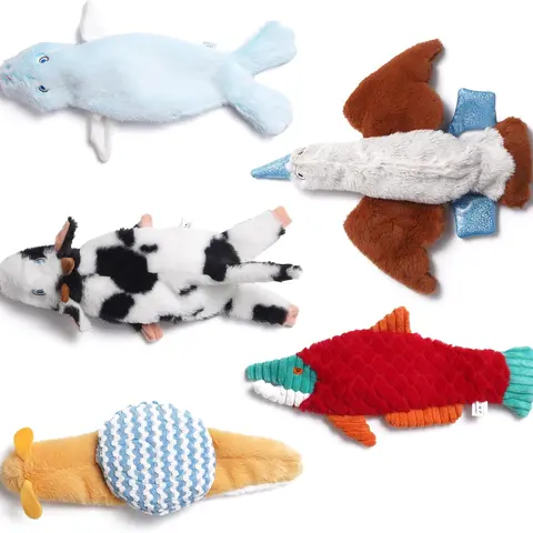 Nocciola 5 PCS Nature's Call Crinkle Dog Toys, No Stuffing Plush Baby Animals with Squeaker, Tug & Chew Toy for All Breeds, Boredom Relief Puppy Toys