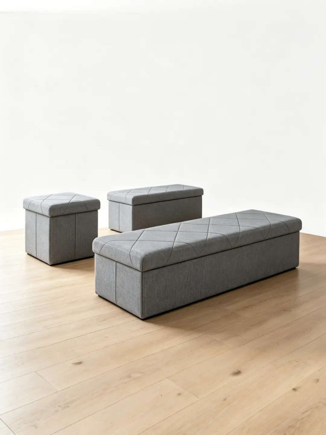 Storage ottoman bench, folding ottoman stool with padded seat for bedroom and living room, grey velvet end-of-bed bench with seating and storage chest, Mother’s Day gift