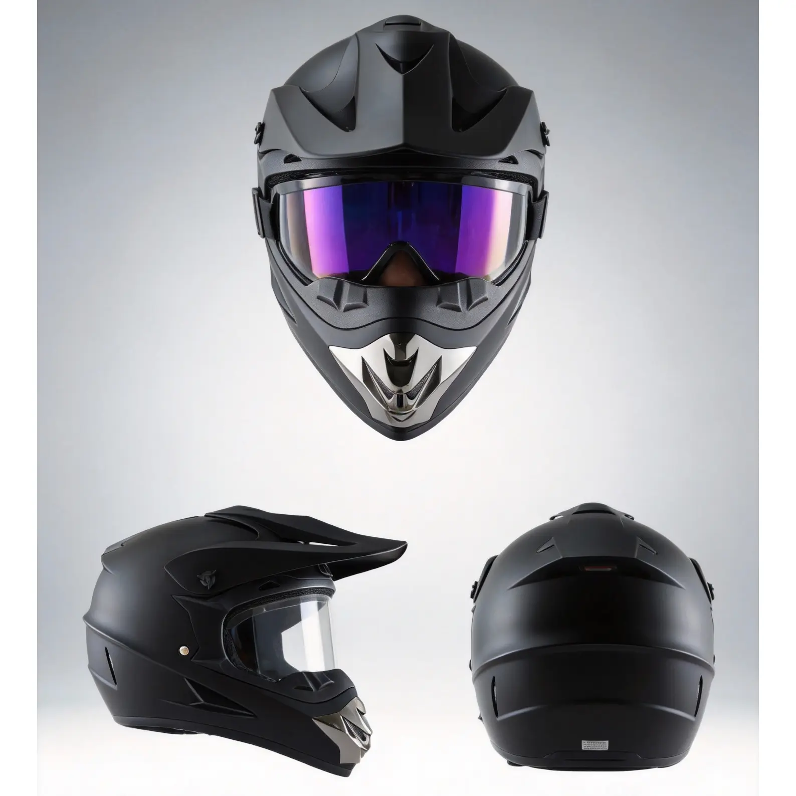 Adult Off-Road Motorbike Full Face Helmet, Durable Protective Gear Bundle with Dirt Bike/UTV Goggles, Gloves, Face Mask, Matte Black DOT-Certified Motorcycle ATV Helmet Protective Gear,summerwins