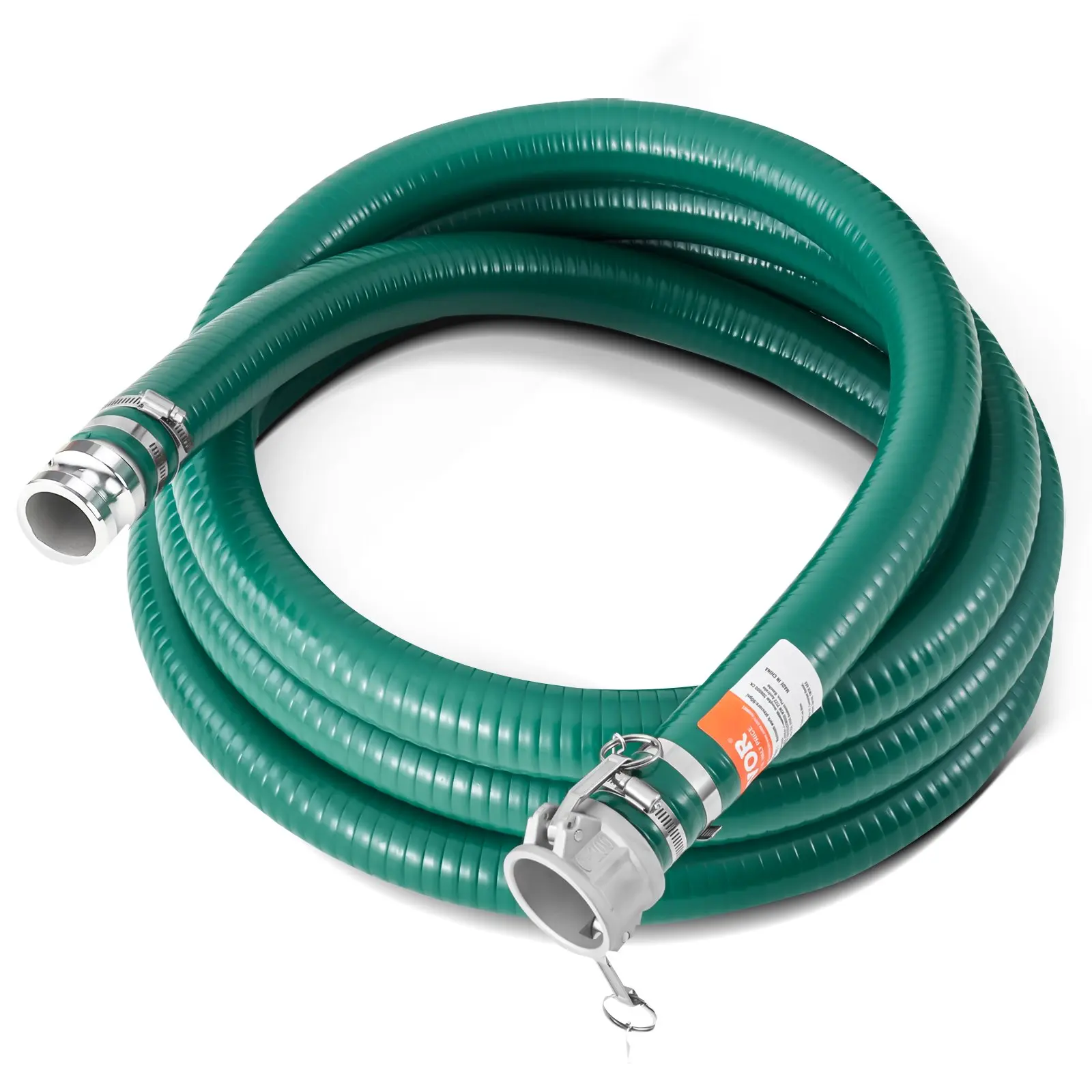 VEVOR Suction Hose, 2 inx 20 ft, Green High Quality Hose, with Camlock Connectors, and Aluminum Fittings, Fit Various Pumps, for Sewage Treatment, Water Transportation and More Agricultural Purposes
