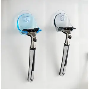 2 Pack Portable Razor Holder Rack Shelves with Suction Cup Hooks Apply for Shower Bathroom Travel Wall Mounting