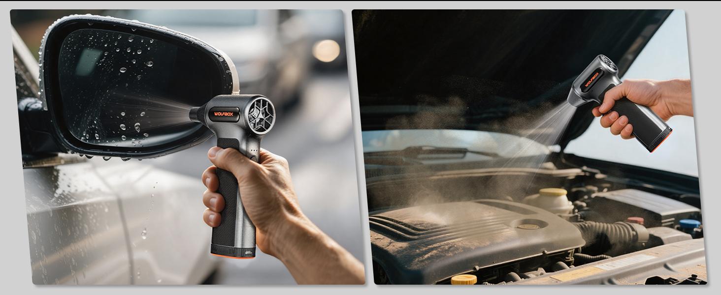 WOLFBOX MF200 Electric Air Duster with Removable Battery, Super Power Cordless Blower - 3-Speed Adjustable, Long Life Mini Air Duster with 4 Nozzles for Computer Keyboard, Car Cleaning, Outdoor Use TikTokShopHolidayHaul