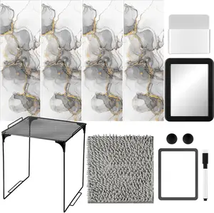 12 Pcs Locker Accessories Set - Magnetic Wallpaper, Mirror, Organizer, Dry Erase Marker Whiteboard, Shelf, Magnets for Girls School Office Supplies (Black)