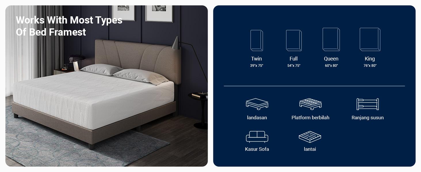 Memory Foam Mattress 5/6/8/10/12/14 Inch Gel Memory Foam Mattress with 30% NanoGel for Cool Night Sleep & Pressure Relief, 3-Layer Foam Structure for Motion Isolation, CertiPUR-US Certified, Easy Setup Memory Foam Mattress 5/6/8/10/12/14 Inch Gel Memory Foam Mattress with 30% NanoGel for Cool Night Sleep & Pressure Relief, 3-Layer Foam Structure for Motion Isolation, CertiPUR-US Certified, Easy Setup