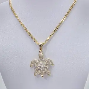 Xuping Turtle Motif Pendant Necklace with 20-in Cable Chain, Ocean Turtle Animal Figure Fashion Statement Accessory, Everyday Wear Costume Jewelry c10, Ocean Turtle Necklaces, Animal Figure Necklaces