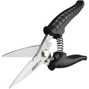 Scissors, Multi-Purpose Shears with Finely Serrated High Carbon Stainless Blades -Easy Cutting Cable, Insulation, Non-Slip Comfortable Handle, Soft Cable
