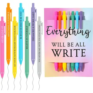 7 count Inspirational Pens with Card 7 Days of The Week Daily Pens Positive Weekday Motivational Ballpoint 7 Colors for Holiday Women Men Teacher Employee Staff Coworker Office