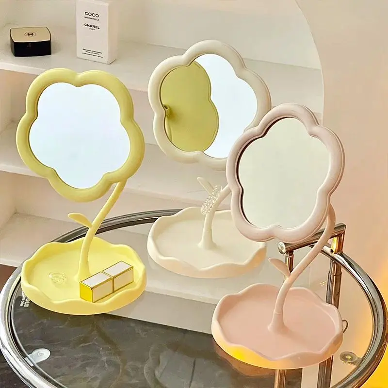 Desktop Sunflower Style Makeup Mirror for Girls Dressing Hanging Jewelry Beauty Mirror for Bedroom Dormitory Dressing Mirror