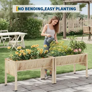 Extra Deep Wooden Raised Garden Bed with Legs and Hooks – 13.7" Elevated Planter Box Stand with Detachable Liner – Ideal for Outdoor Vegetables & Herbs on Patio, Balcony, Backyard grow bag gardening