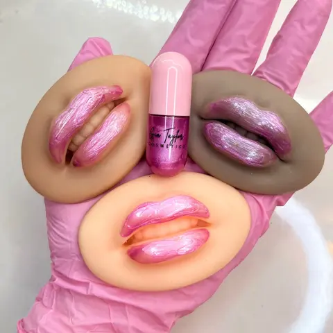 Mini Cupcake Capsule Lipgloss / Non sticky lipgloss smooth hydrating vegan cruelty free makeup / pink shimmer gloss pink metallic lipgloss
