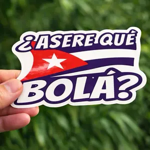 Cuban Flag Sticker with "¿Asere Qué Bola?" Design for Home Decor or Gift (Large)