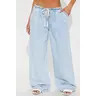 Baeside Tie Waist Wide Leg Jeans - Light Wash