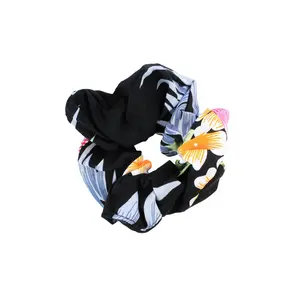 Hair Scrunchies in Hibiscus Black