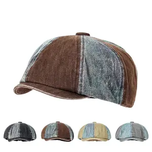 Retro Newsboy Caps Men British Painters Hats Spring Summer Cotton Octagonal Berets Herringbone Gatsby Flat Cap Hip Hop Berets