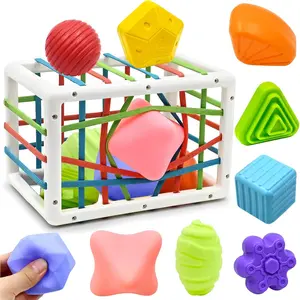 Baby Sensory Activity Toys for 1 2 Year Old Boy Girl, Early Learning Develop Shape Sorter Cube with Soft Textured Balls for Infants Toddler Birthday or Easter Gifts