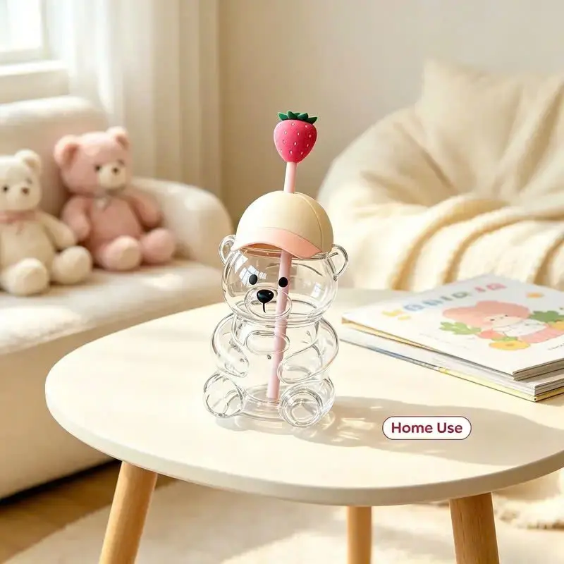Strawberry Bear Limited Edition 2026 Starbucks Tumblers Baseball cap Bearista Bear Cup, Creative Cocktail & Soda Glassware