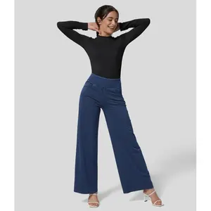 HalaraMagic High Waisted Multiple Pockets Wide Leg Loose Stretchy Work Jeans
