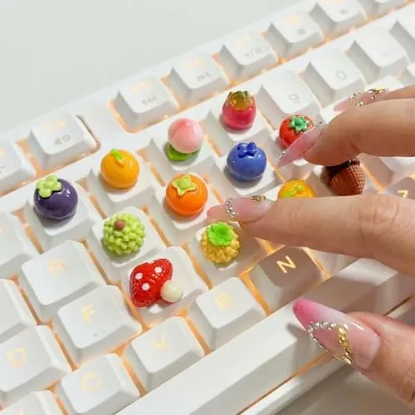 30pcs Fruits Keycap,Keyboard Key Cap,Nail Keyboard Sticker (Fruit B,30pcs)