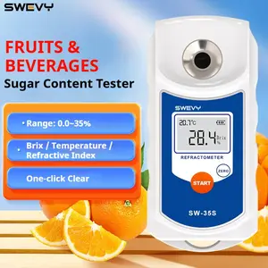 SWEVY SW-35S Portable Brix Refractometer, LCD Display 0-35% Brix Range, Smart Analysis Sugar Meter, Measures Sugar, Refraction, Temperature