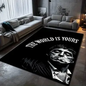 Scarface Black and White 7x5 Feet Carpet Easy to Clean Suitable for Many Occasions The World is Yours Design