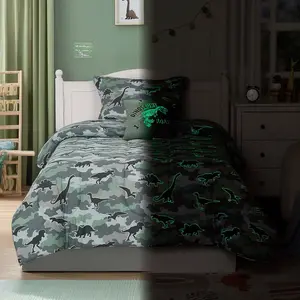 Comforter Set Full Size for Boys, Glow in The Dark Dinosaur Bedding Set 1 Comforter, 1 Decor Pillow, 2 Pillow Shams