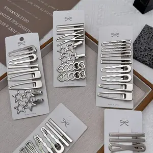 Silver Metal Hair Clips For Women Girls Y2K Duckbill Hairpin Personality Bangs Side Barrettes Styling Hair Accessories