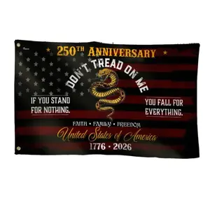 America 250th Anniversary Don’t Tread On Me Flag, 1776–2026 Patriotic Flag, dress United States of America Freedom Outdoor House Flag