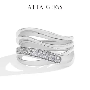 Unisex Interlocked Stackable Synthetic Moissanite Ring, Daily Wear Jewelry, Birthday Gift, Party Accessory R199, Interlocked Stackable Rings